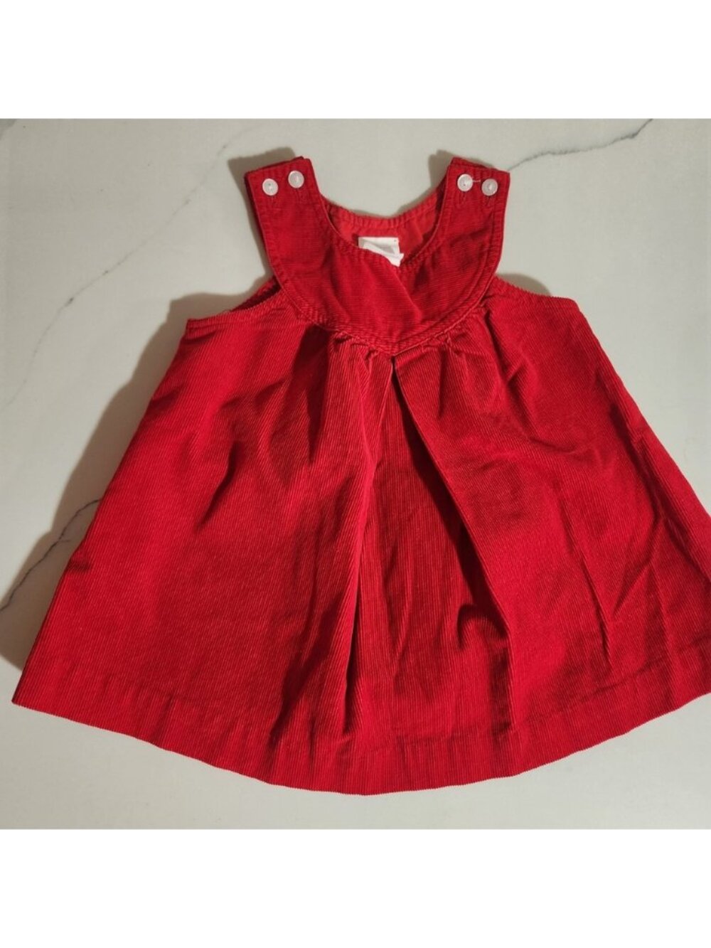 Vintage 80s Happy Kids Red Corduroy Pinafore Dress Size 2 Toddler‎ Baby
